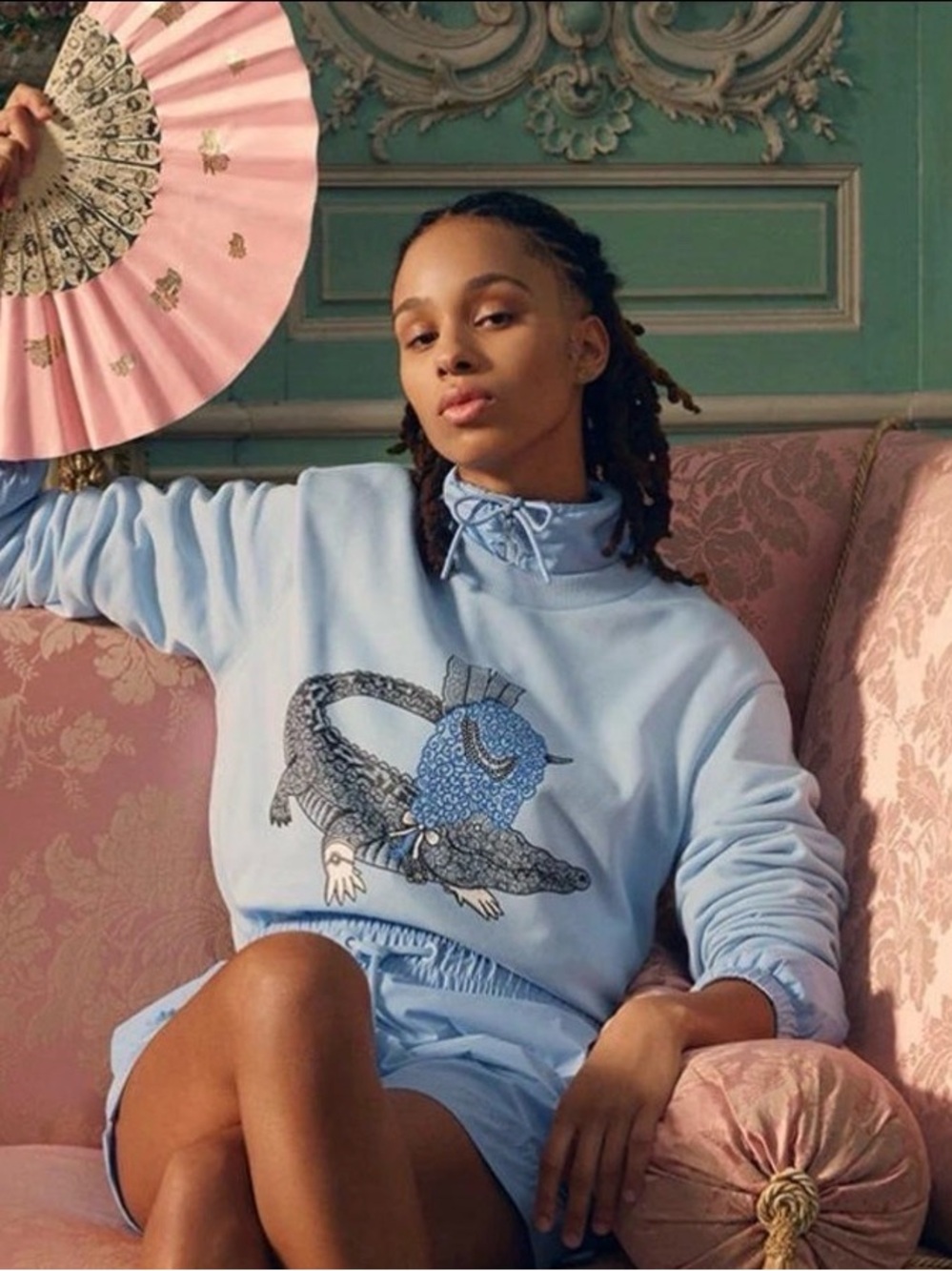 Lacoste x Netflix Bridgerton Blue Loose Fit Sweatshirt Size 32/US 0